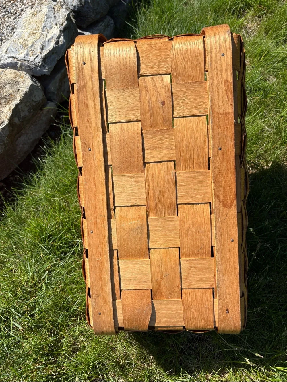 Classic Vintage Woven Wood Basket in Natural Brown